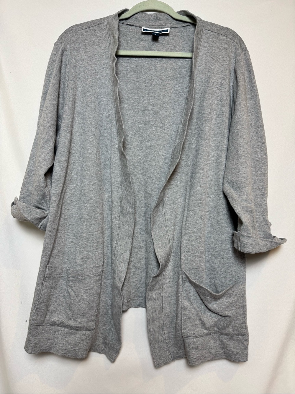Karen Scott Heather Gray Open Cardigan 1X